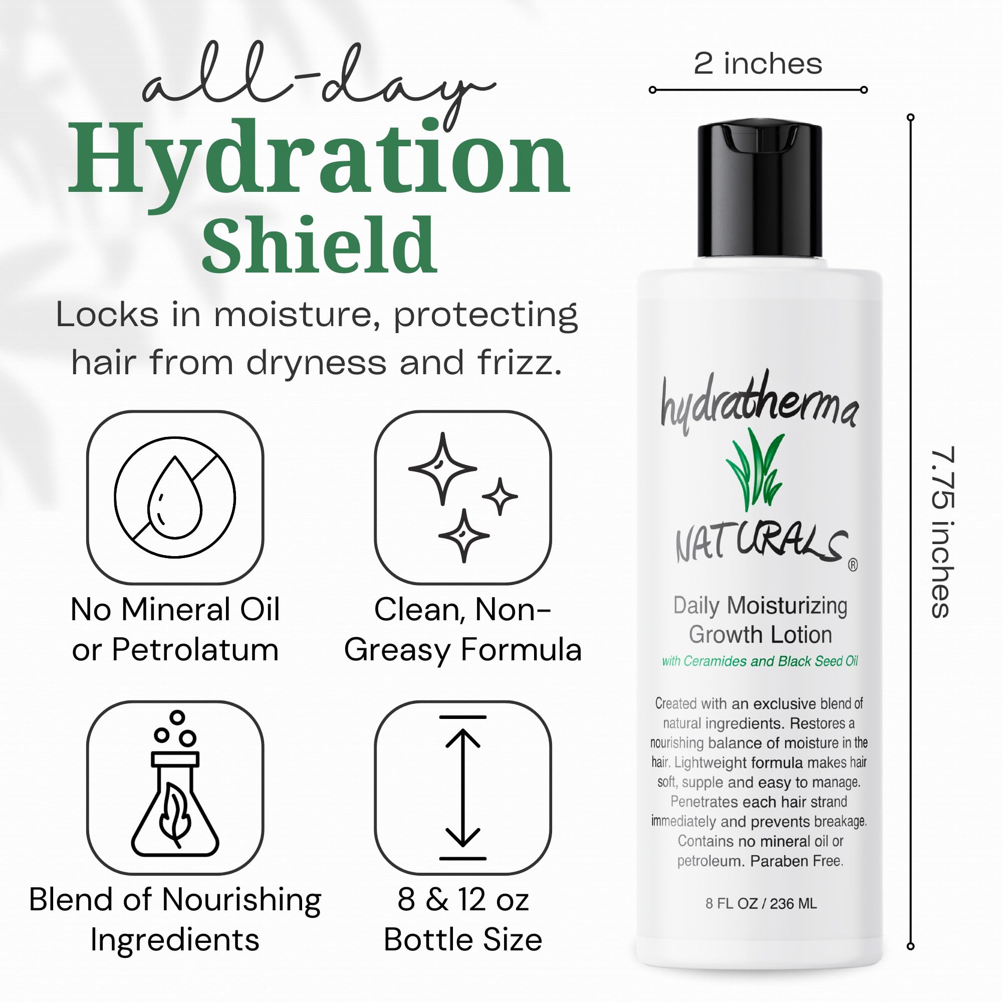 Hydratherma Naturals Daily Moisturizing Growth Lotion, 12.0 fl. oz.